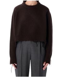 Low Classic - Damaged Cropped Knitted Sweater - Lyst