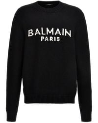 Balmain - Logo Intarsia Knit Crewneck Jumper - Lyst