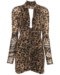 Blumarine - Ruched Keyhole Cut-Out Leopard-Print Mini Dress - Lyst