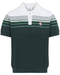 CASABLANCA - Logo Patch Stripe Knitted Polo Shirt - Lyst