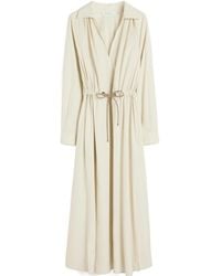 Max Mara - Drawstring-Fastening V-Neck Midi Dress - Lyst
