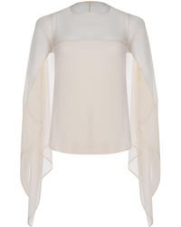 Alberta Ferretti - Sheer Cape-Sleeve Top - Lyst