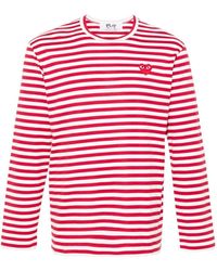 Comme des Garçons - Comme Des Garçons Play Striped Heart Long-Sleeved T-Shirt - Lyst