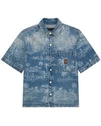 Amiri - Printed Denim Short Sleeve Shirt - Lyst