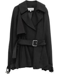 Loewe - Buckled Collared Coat - Lyst