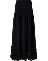 Ulla Johnson - Crochet-Trimmed Ribbed Midi Skirt - Lyst