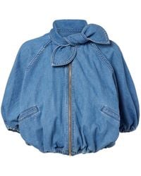 Patou - Tie-Neck Denim Jacket - Lyst