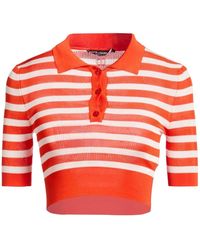 Dolce & Gabbana - Striped Short-Sleeve Knit Cropped Top - Lyst