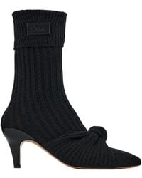 Chloé - Chloé Ribbed Sock-Knotted Boots - Lyst