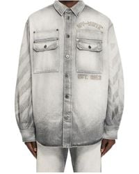 Off-White c/o Virgil Abloh - Diagonal Embroidered Denim Jacket - Lyst