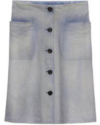 Prada - Buttoned Suede Skirt - Lyst