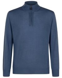 Canali - High-Neck Half-Zip Sweater - Lyst
