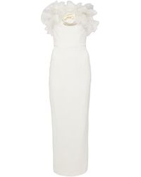 Alessandra Rich - Organza-Trimmed Crepe Bodice Dress - Lyst