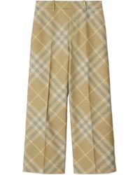 Burberry - Checked Wool Trousers - Lyst