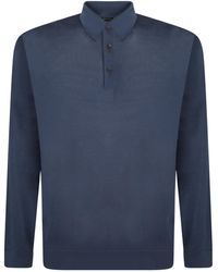 ZEGNA - Long Sleeved Knitted Polo Shirt - Lyst