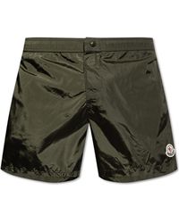 Moncler - Logo Patch Stripe Detailed Swim Shorts - Lyst