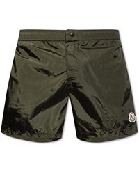 Moncler - Logo Patch Stripe Detailed Swim Shorts - Lyst
