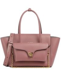 Coccinelle - Medium Double Beat Grainy Leather Tote Bag - Lyst