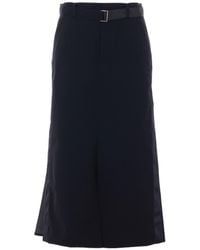 Sacai - Belted Pleated Midi Skirt - Lyst