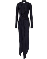 Victoria Beckham - Lea Draped Silk-Trimmed Jersey Maxi Dress - Lyst