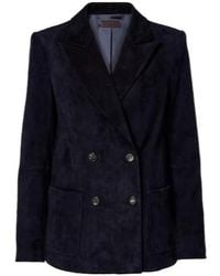 Stouls - Suede Double-Breasted Blazer - Lyst