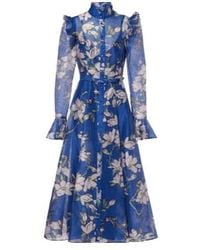 Leo - Katrina Floral Linen-Blend Midi Dress - Lyst