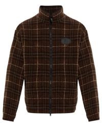 Burberry - Check Wool Cashmere Blend Fleece Jacket - Lyst
