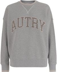Autry - Check-Pattern Embroidered Long Sleeved Sweatshirt - Lyst