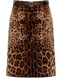 Max Mara - Studio Falange Leopard Printed Belted Skirt - Lyst