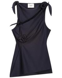 Coperni - Sleeveless Satin Top With Floral Appliqué - Lyst