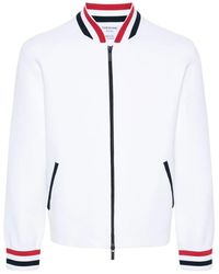 Thom Browne - Rwb-Stripe Knitted Bomber Jacket - Lyst