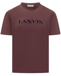 Lanvin - Logo Embroidered Crewneck T-Shirt - Lyst