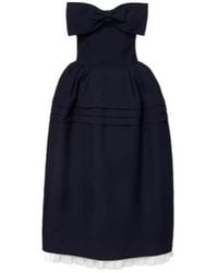 ShuShu/Tong - Bow-Detail Wool And Silk Midi Dress - Lyst