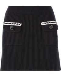 Self-Portrait - Flap-Pocket Rib-Knit Skirt - Lyst