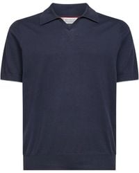 Brunello Cucinelli - Short Sleeved Ribbed Polo Shirt - Lyst