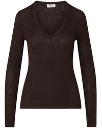 Liu Jo - Ribbed V-Neck Knitted Top - Lyst