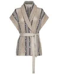 Brunello Cucinelli - Sequin Embellished Knitted Gilet - Lyst