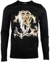 Roberto Cavalli - V-Neck Long-Sleeved T-Shirt - Lyst