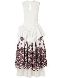 ALÉMAIS - Smocked Embroidered Dress - Lyst