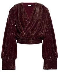ROTATE BIRGER CHRISTENSEN - Sequin Top With A V-Neck - Lyst