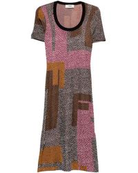 Fendi - Geometric-Print Midi Dress - Lyst