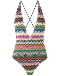 Missoni - Pixel-Effect Zigzag Pattern One-Piece Swimsuit - Lyst