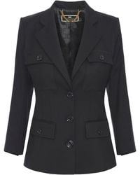 Elisabetta Franchi - Single Breasted Pocket Detailed Blazer - Lyst