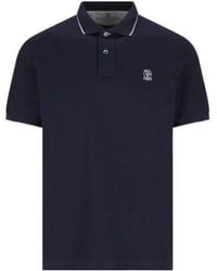 Brunello Cucinelli - Logo Embroidered Short-Sleeved Polo Shirt - Lyst