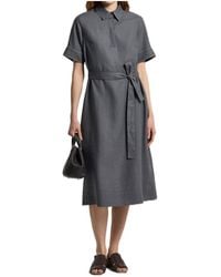 Peserico - Polo-Collar Belted Midi Dress - Lyst