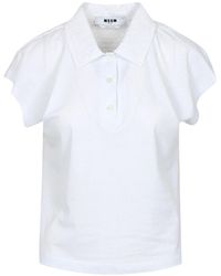 MSGM - Short Sleeve Buttoned Polo Top - Lyst