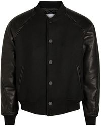 Givenchy - Logo-Appliquéd Leather And Wool Bomber Jacket - Lyst