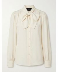 Gucci - Silk Crêpe Satin Interlocking G Shirt - Lyst