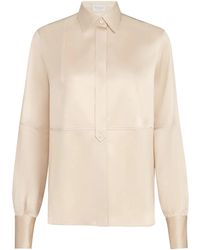 Brunello Cucinelli - Stretch Silk Satin Shirt With Monili - Lyst