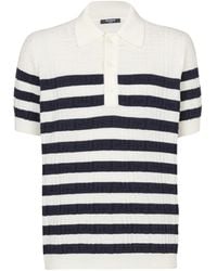 Balmain - Striped Knit Polo Shirt With Monogram - Lyst